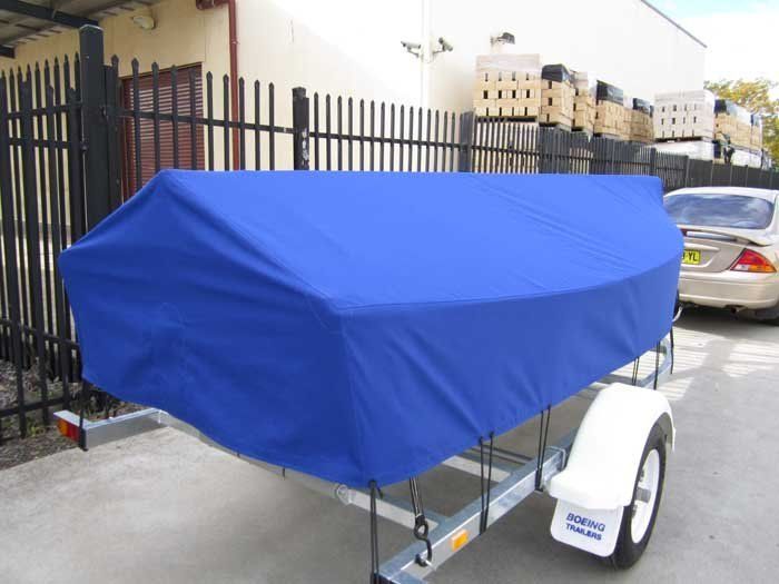 custom blue boat cover