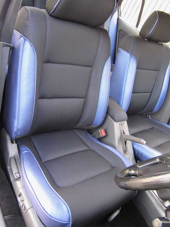 blue and grey car seats