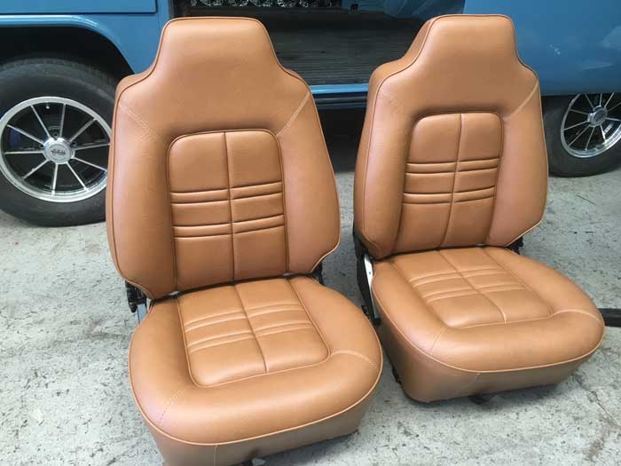 two tan leather car seats