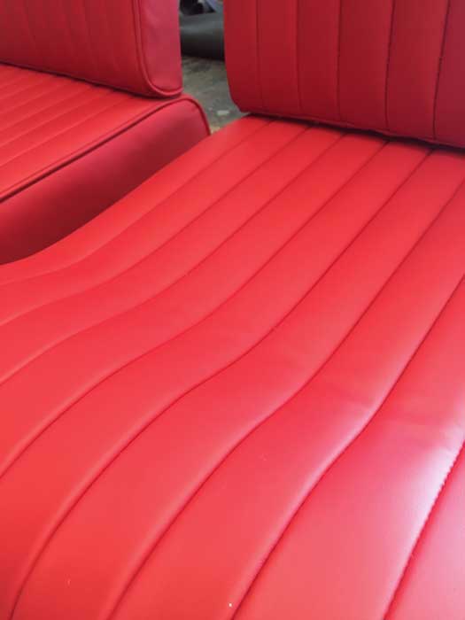 close up of red car seat material
