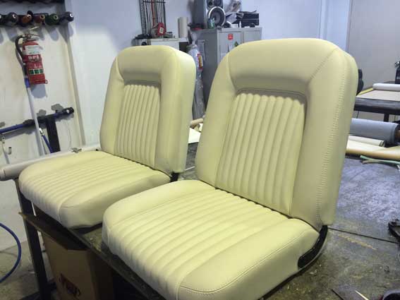 refurbished cream coloured car seats