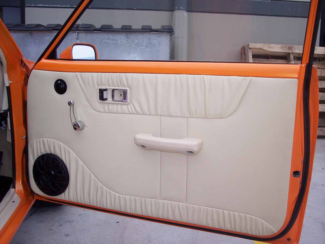 orange and white custom door