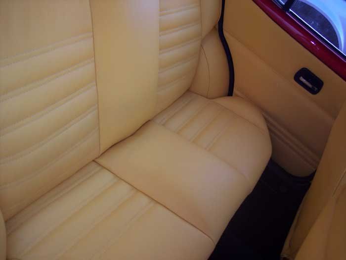 tan back seats of a car