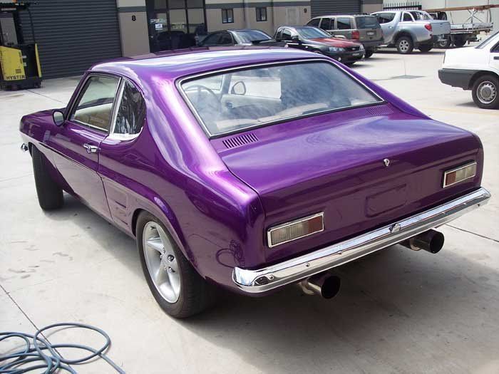 the back of a purple car