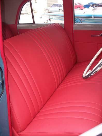 red seat and white steering wheel