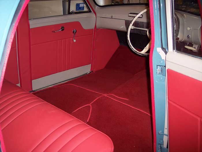 red flooring and interior