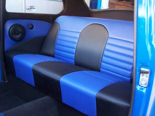blue and black back car seat