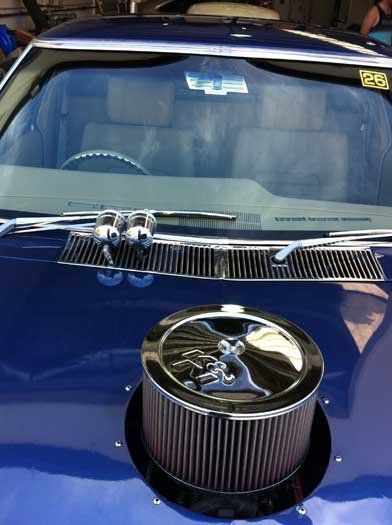 the top of a blue car