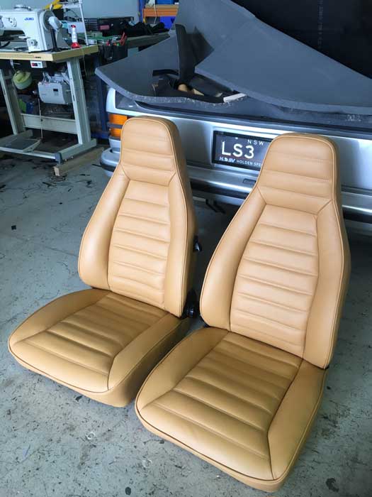 matching padded light brown car seats