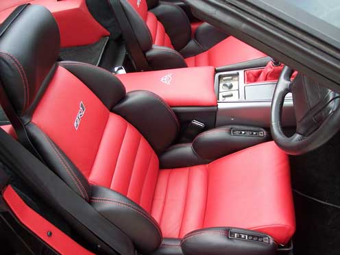 red and black front car seat