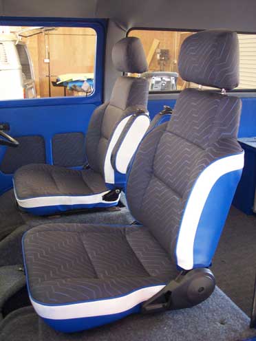 blue white and grey car seat