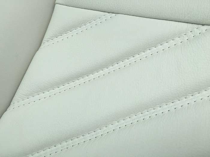 white leather with white stitching