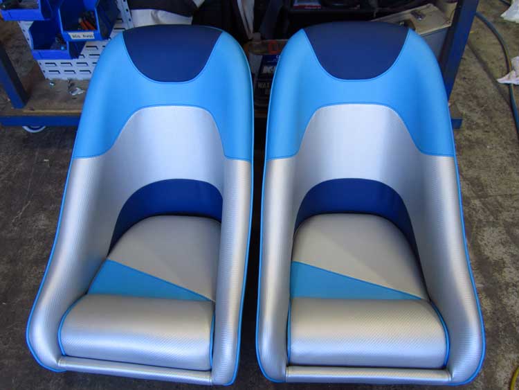 two blue and silver car seats