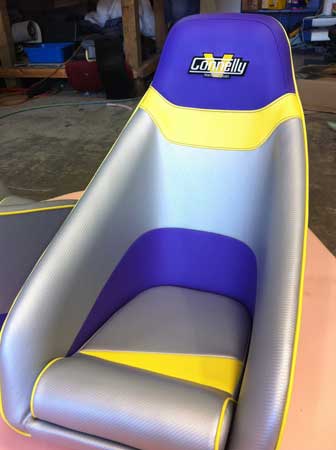 single silver blue and yellow car seat