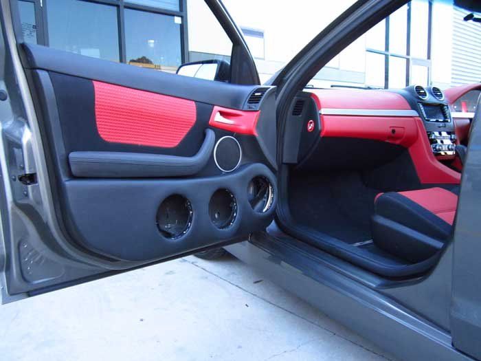 a black and red car door