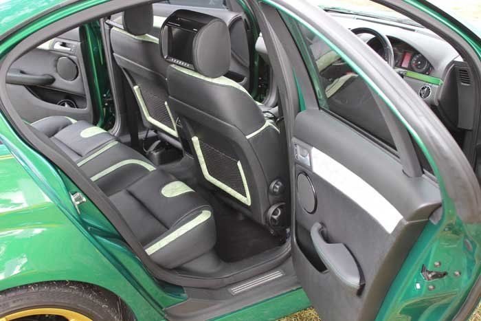 back seats of a green car