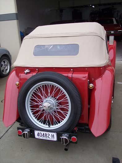 red convertible with wheel on back