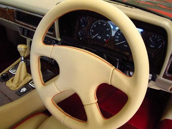 jaguar red stitch steering wheel