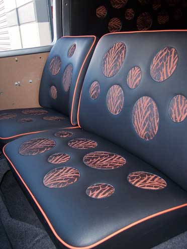 circle patterned car seat