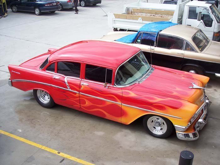 chevy red and yellow flames paint job