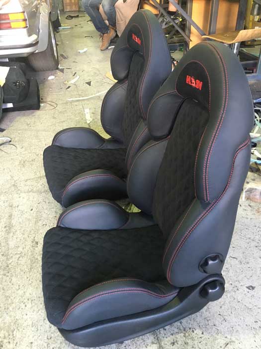 custom black padded car seats