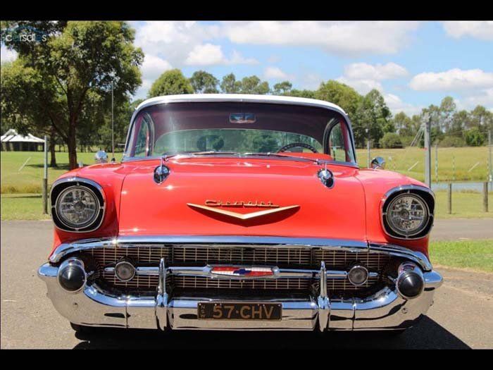 front view of red chevy