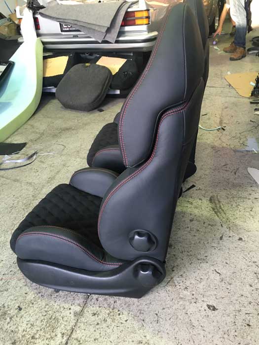 side view of black car seat