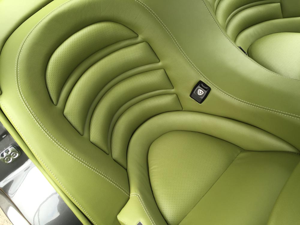 green interior car seats
