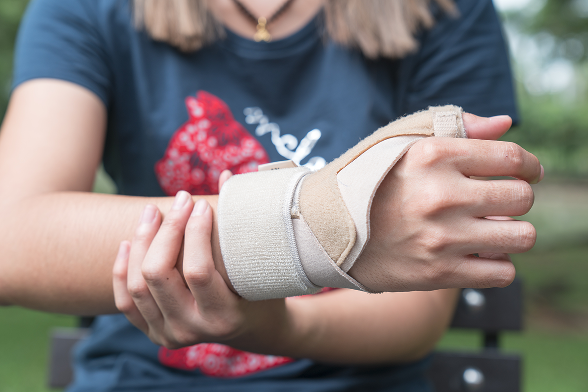 Wrist injury with brace