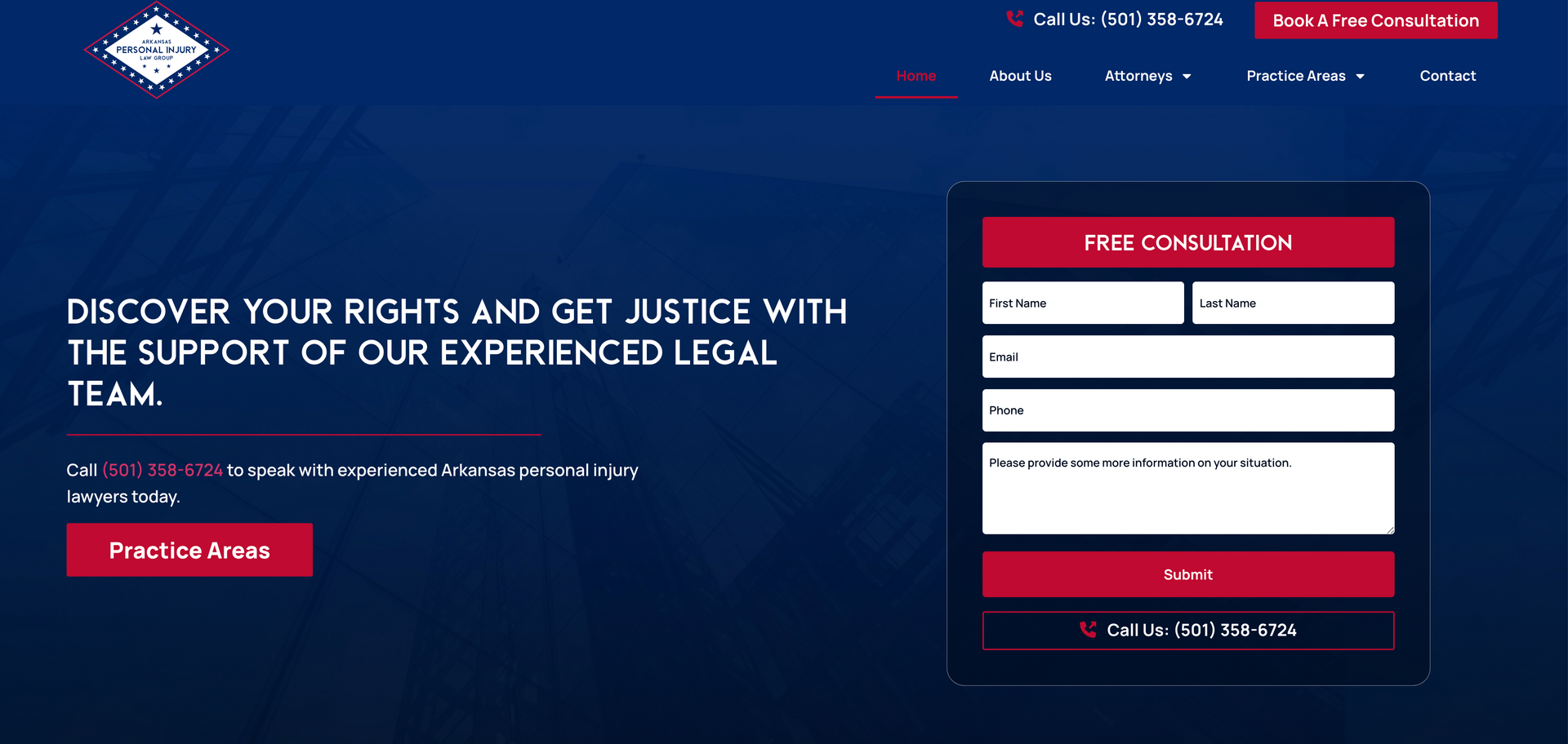 Arkansas Personal Injury Law firm website design