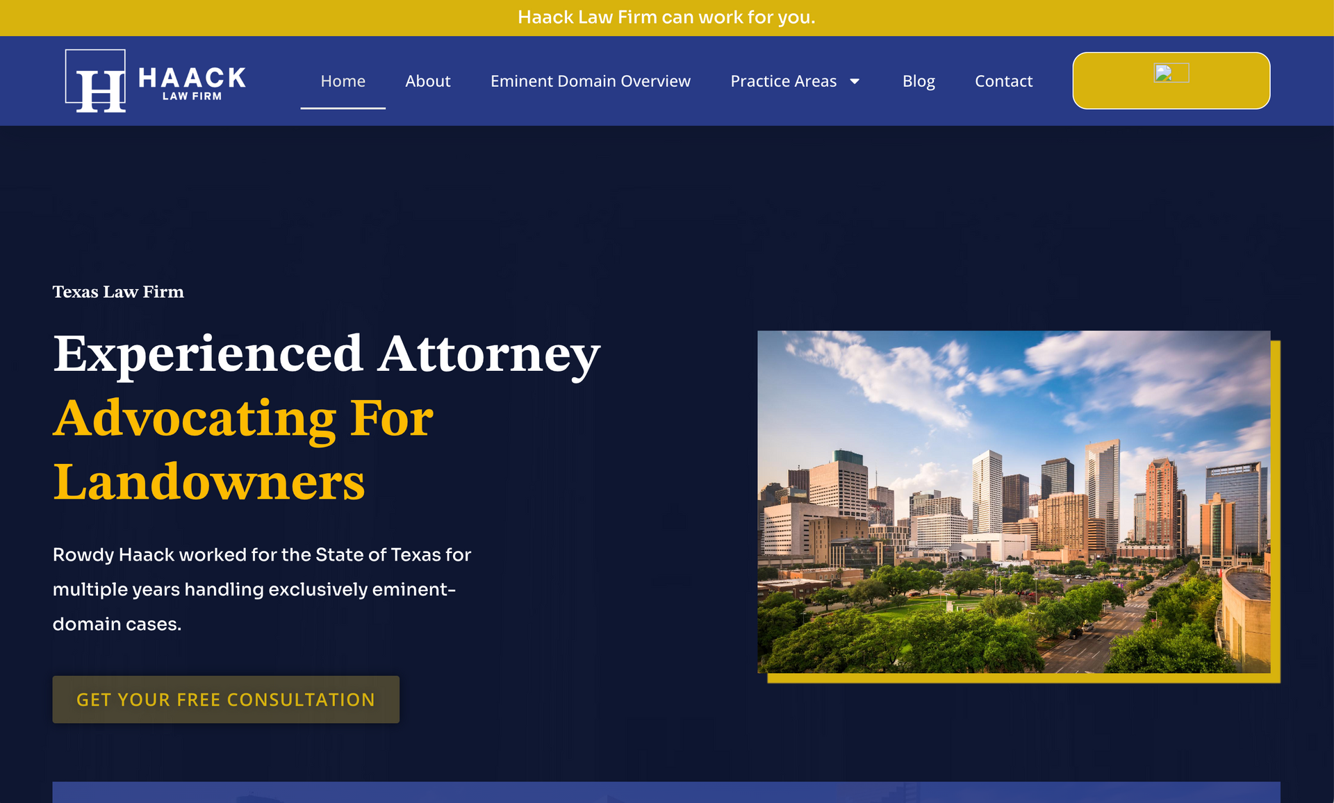 Custom law firm website designed by Scale and Sword Advertising.