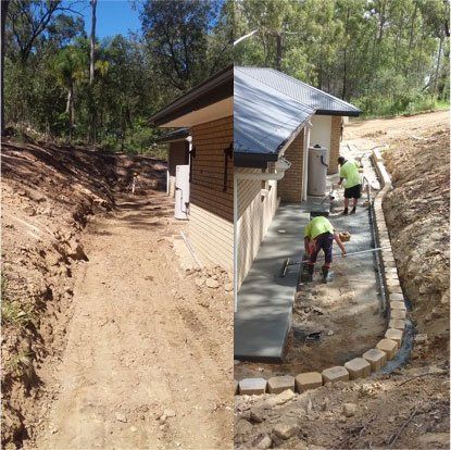 before retaining wall