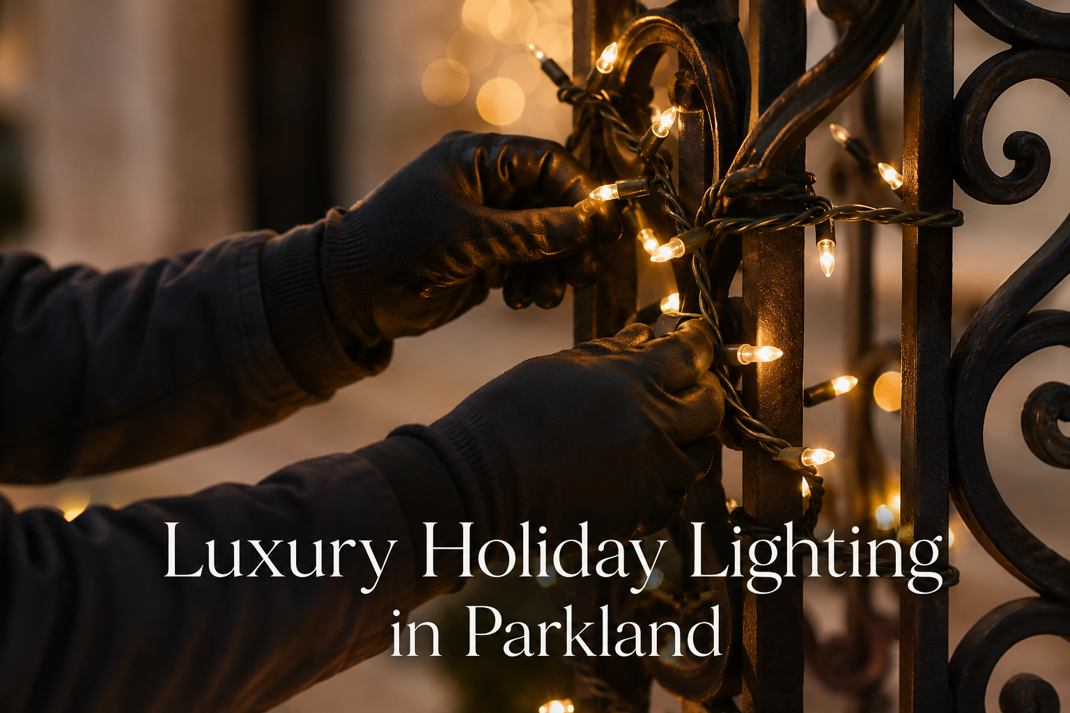 Elegant luxury holiday lighting display on a Parkland, FL home