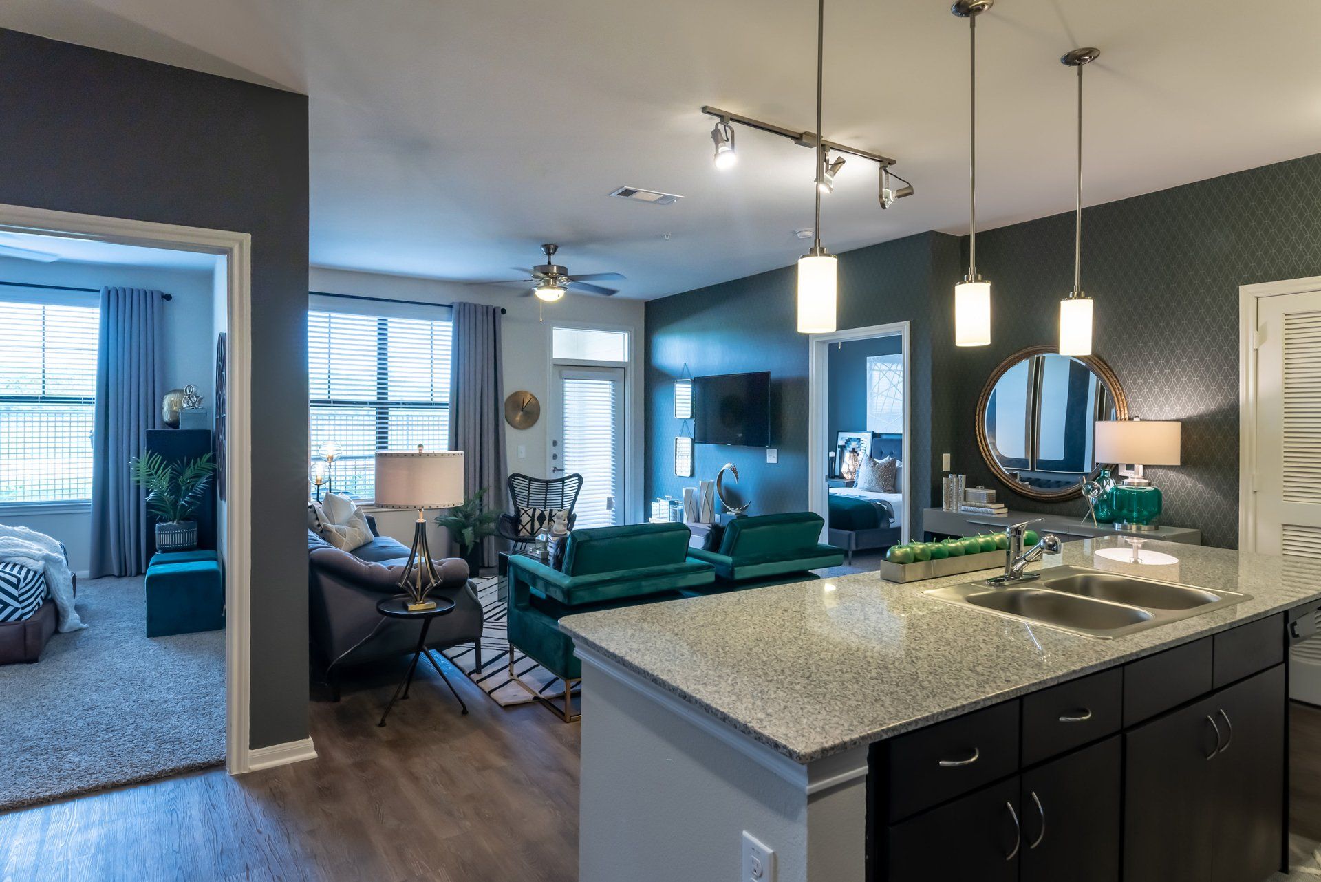 Haven at Liberty Hills | Kitchen Island and Family Room