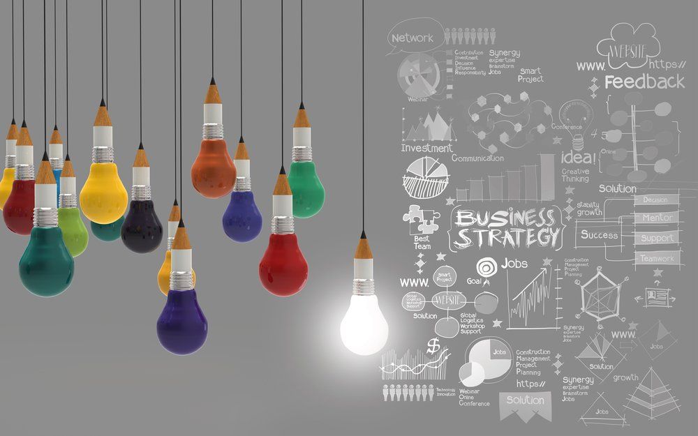 Colourful Lightbulbs & Business Strategy Mind Map