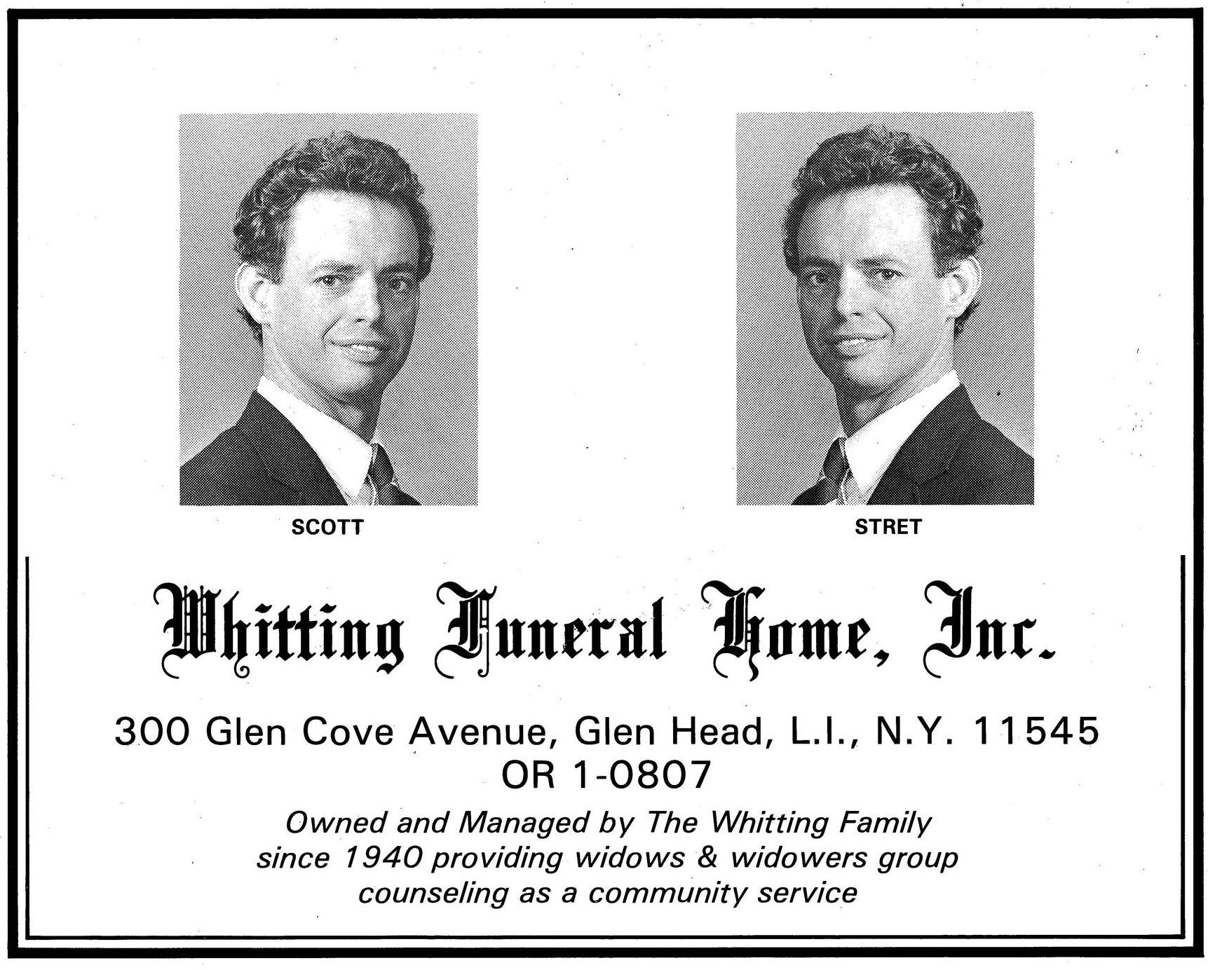 Whitting Funeral Home - Scott and Stret Whitting advertising.