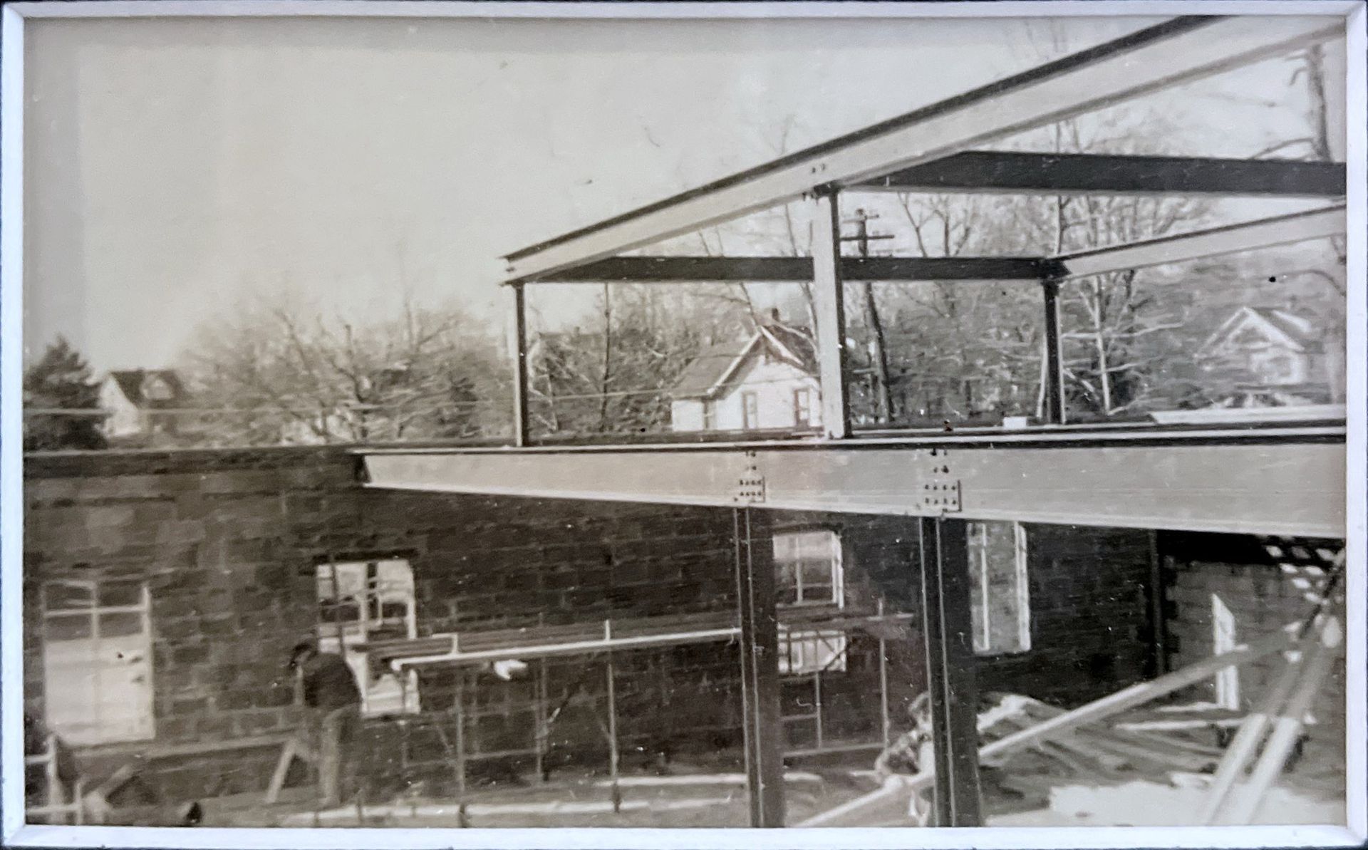 Whitting Funeral Home History. Whitting Funeral Home being constructed as seen from the inside.