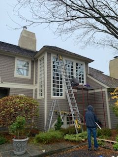 insulated double pane glass install in stairwell 