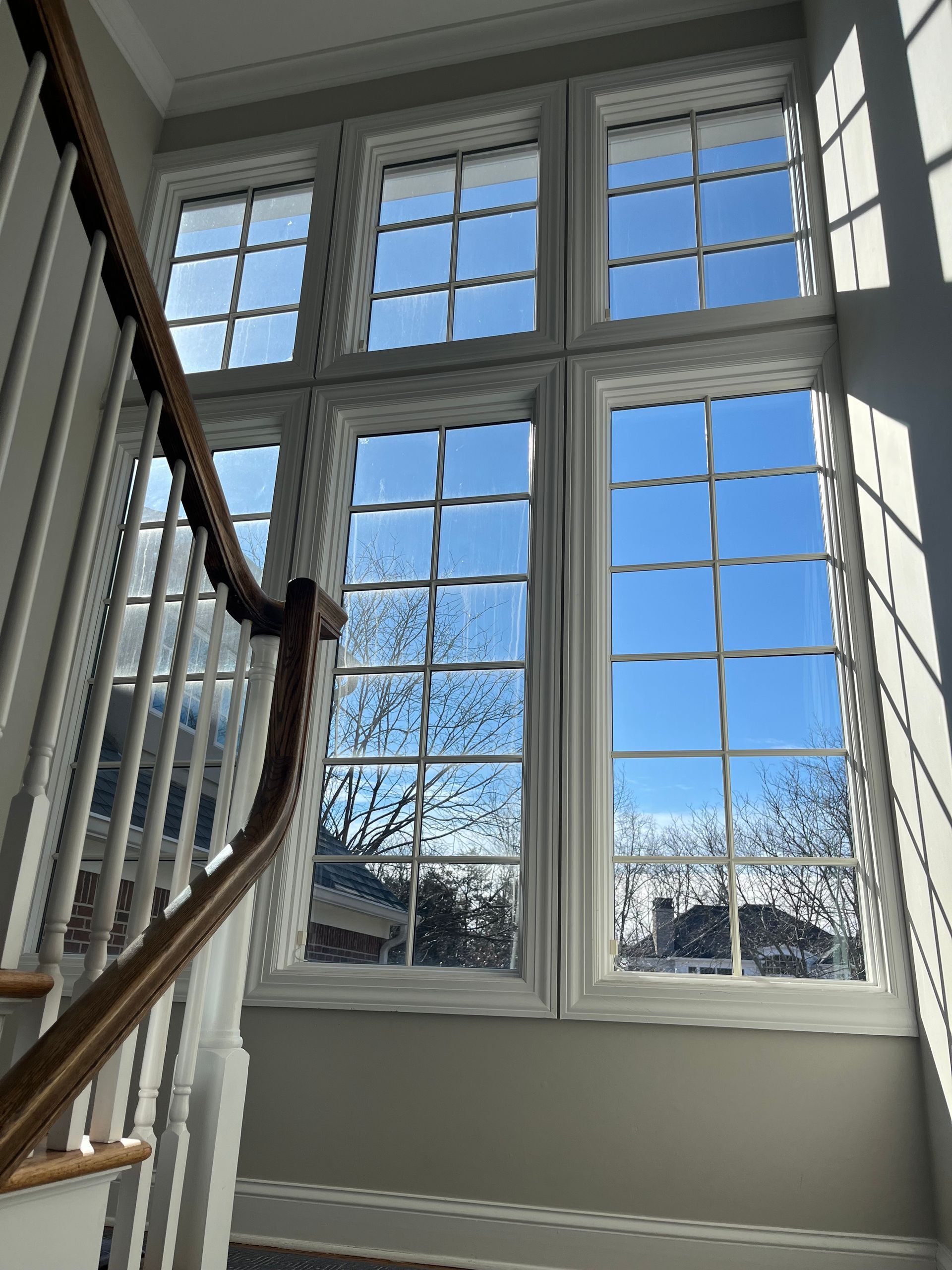 insulated double pane glass install in stairwell 