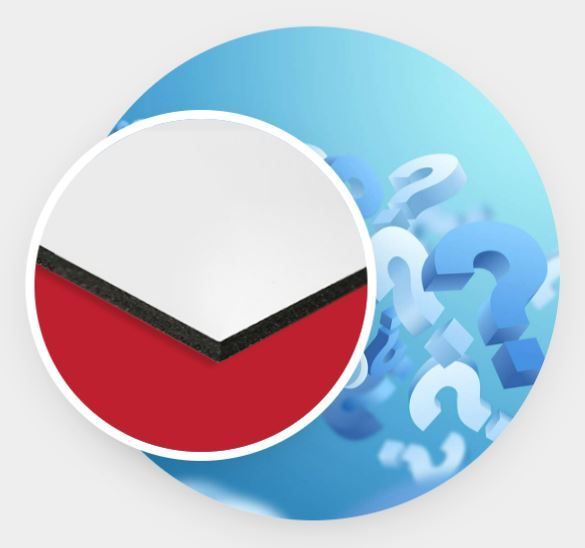 A red white and blue circle with a question mark in the middle