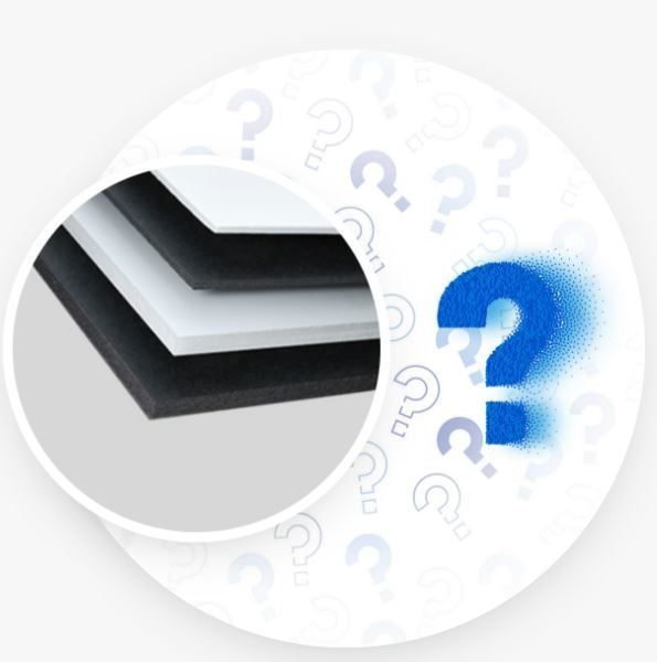 A white circle with a blue question mark in the middle