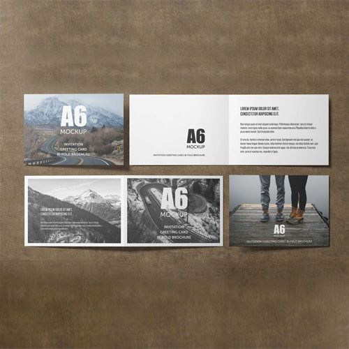 A mockup of a folded brochure with a couple standing on a dock.