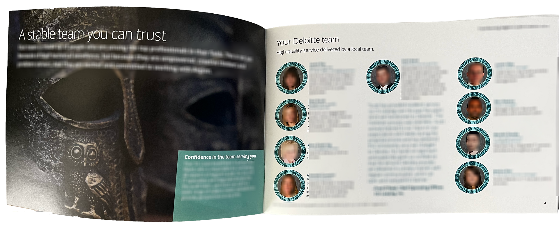 A company brochure spread featuring an 