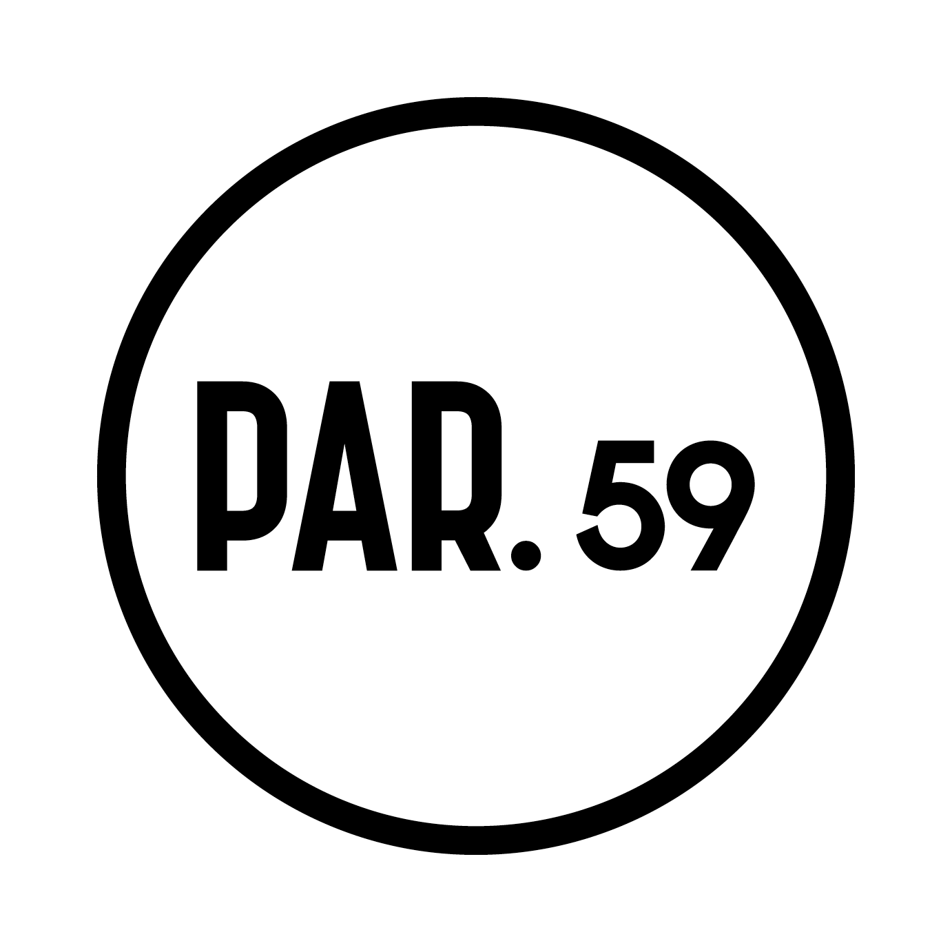Een zwart-wit logo met het nummer 59 in een cirkel.