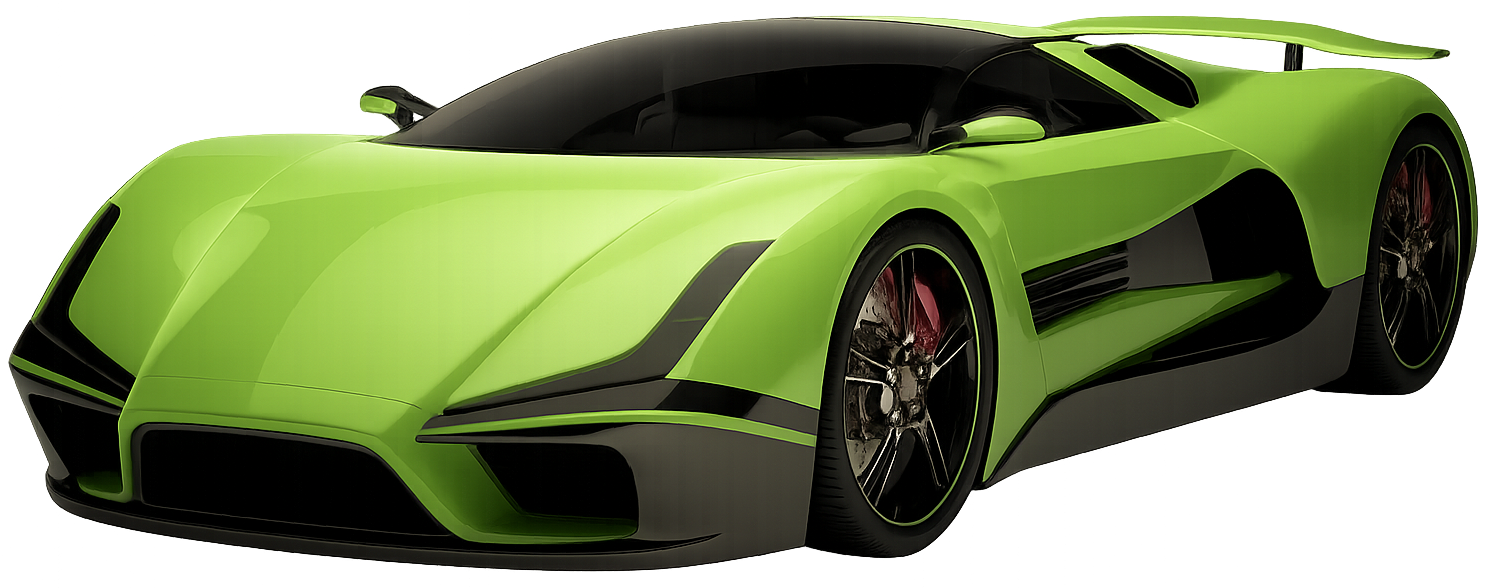 Green and black sports car.