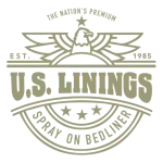 The logo for u.s. lining spray on bedliner has an eagle on it.
