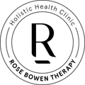 The logo for holistic health clinic rose bowen therapy has a letter r in a circle.