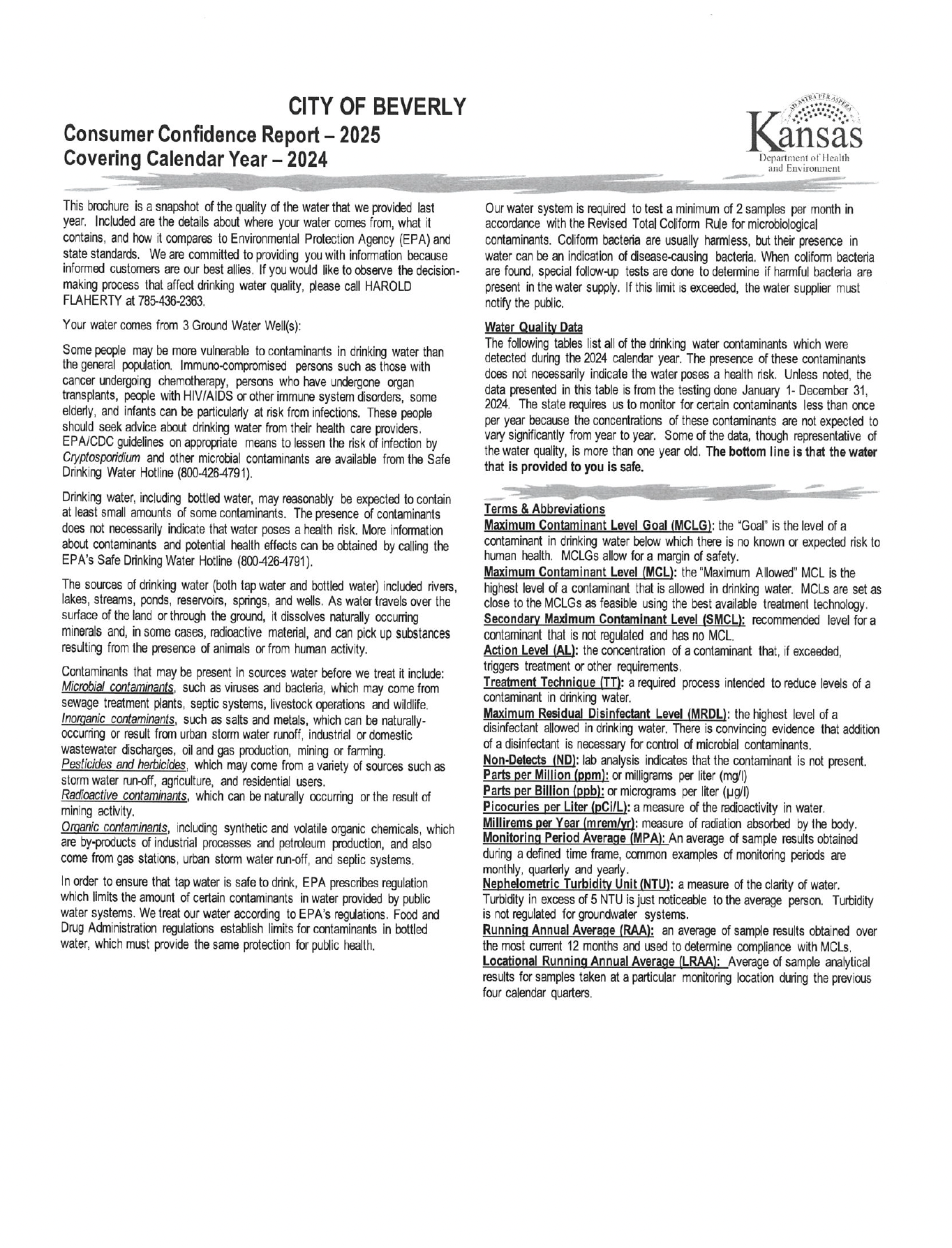 A page of a city of beverly consumer conditions report.