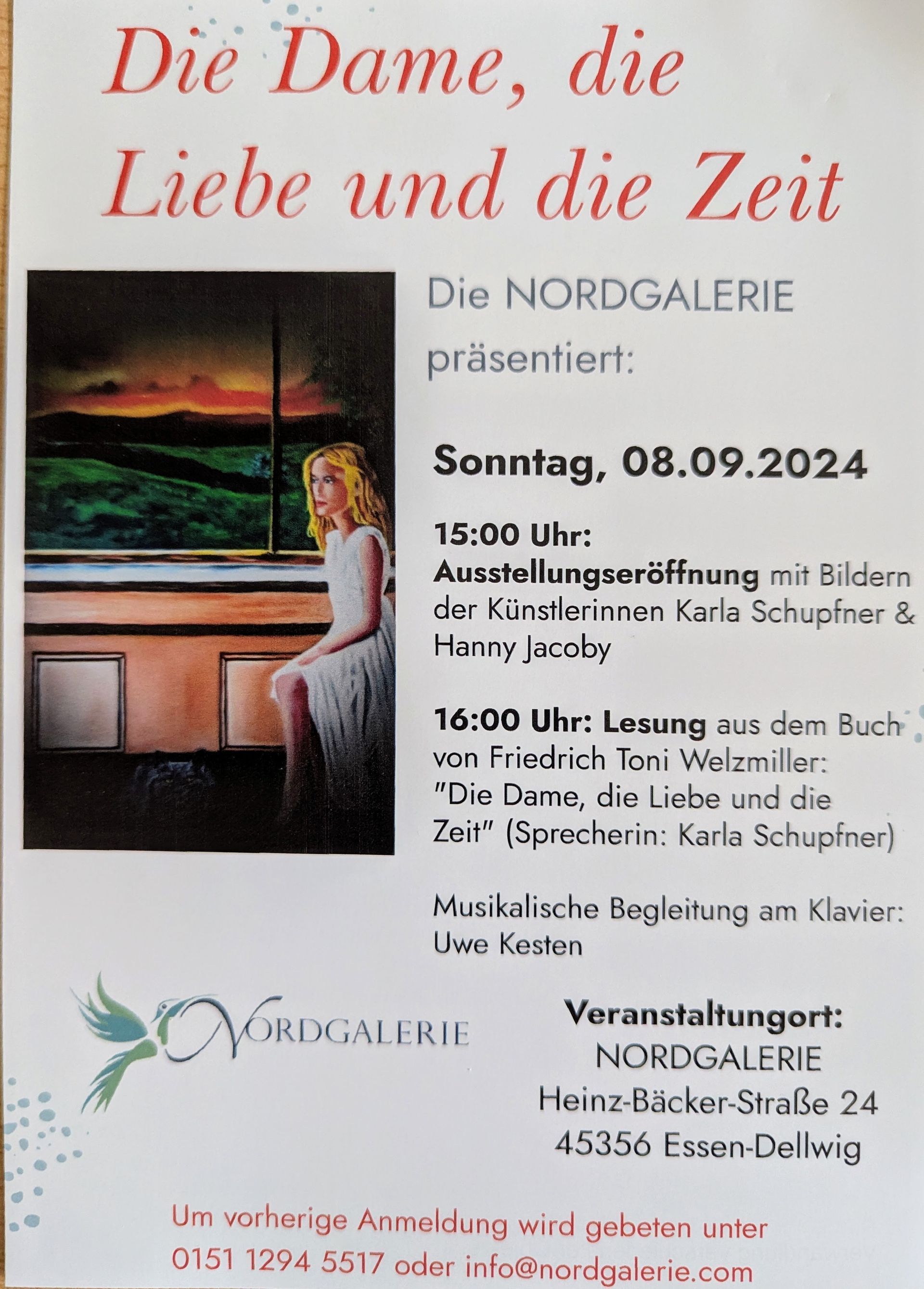 A poster with a picture of a woman and the words die dame die liebe und die zeit