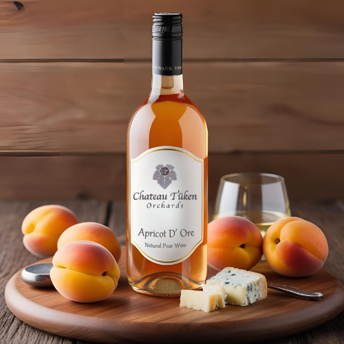 A bottle of chateau tuken apricot d' orre wine